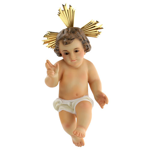 Baby Jesus in wood paste with ivory colour dress 1