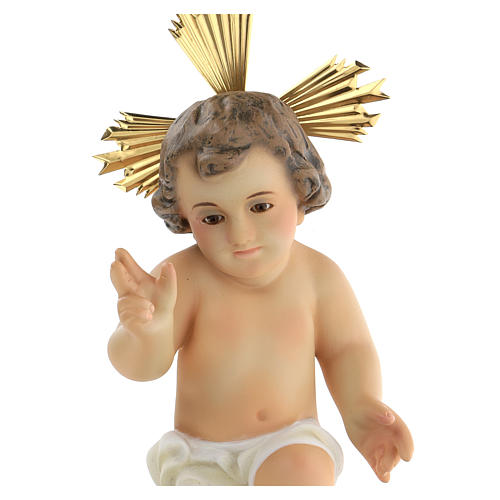 Baby Jesus in wood paste with ivory colour dress 2