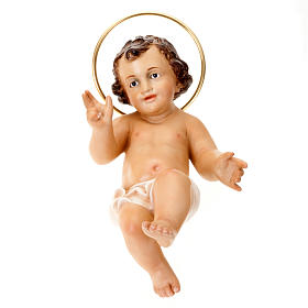 Statue Gesù Bambino: Gesù bambino legno benedicente vestina bianca dec. elegante Statue Gesù Bambino: Gesù bambino legno benedicente vestina bianca dec. elegante