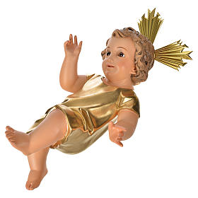 Niño Jesús pasta de madera vestido dorado 35 cm