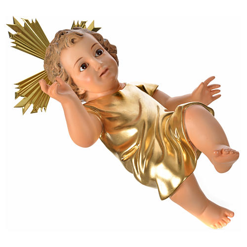 Niño Jesús pasta de madera vestido dorado 35 cm 6