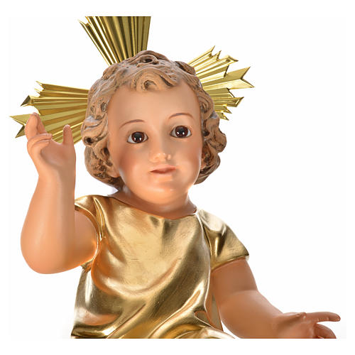 Niño Jesús pasta de madera vestido dorado 35 cm 7