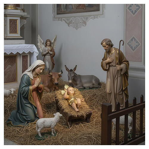 Niño Jesús pasta de madera vestido dorado 35 cm 6