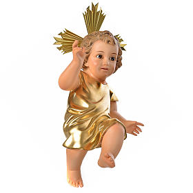 Gesù Bambino pasta legno veste dorata cm 35 dec. elegante
