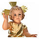 Gesù Bambino pasta legno veste dorata cm 35 dec. elegante s7