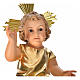 Gesù Bambino pasta legno veste dorata cm 35 dec. elegante s3