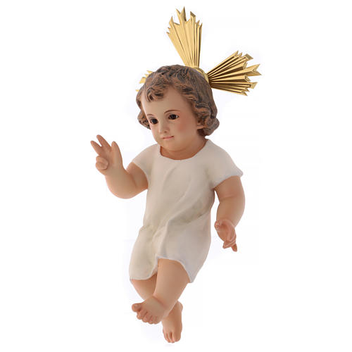 Niño Jesús vestido blanco bendecidor madera 25 cm 3
