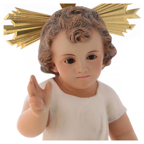 Baby Jesus in wood paste, 25 cm elegant finish 2