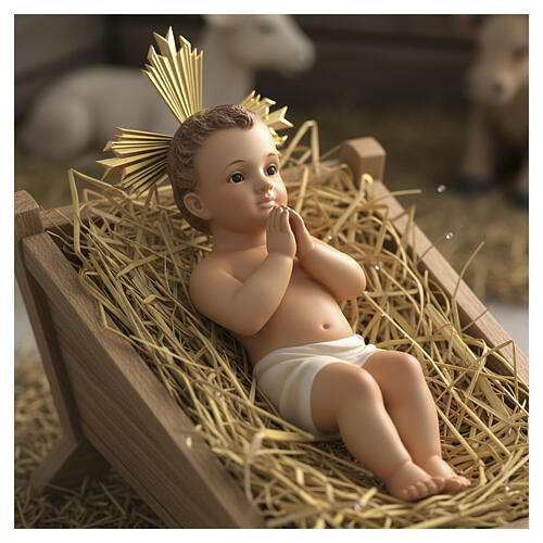 Niño jesús de madera manos juntas 2