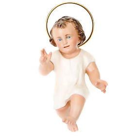 Baby Jesus in wood paste, 15 cm elegant finish