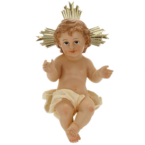 Baby Jesus in resin with halo of rays 18cm 1