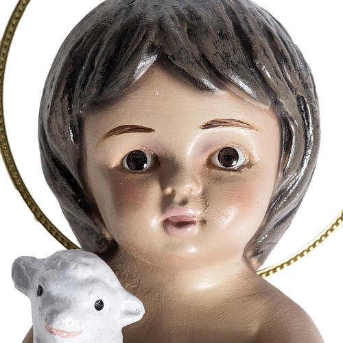 Jesuskind aus Gips mit Lamm 15 cm 2