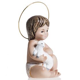 Jesuskind aus Gips mit Lamm 20 cm