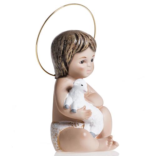 Jesuskind aus Gips mit Lamm 20 cm 2