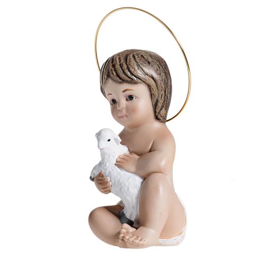 Jesuskind aus Gips mit Lamm 20 cm 3