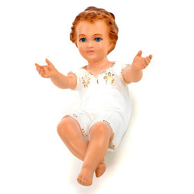 Figuras do Menino Jesus: Menino Jesus 27 cm deitado olhos cristal Landi Figuras do Menino Jesus: Menino Jesus 27 cm deitado olhos cristal Landi