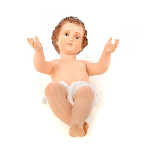 Nacktes Jesuskind mit Augen aus Kristall, Landi, 58 cm, AUßEN 8