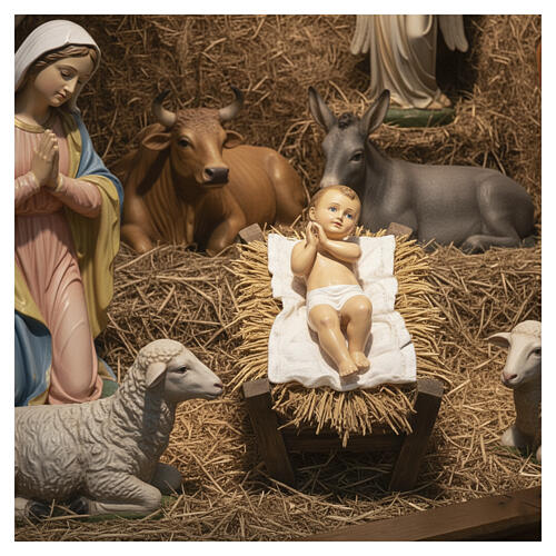 Jesuskind von Bethlehem mit Augen aus Kristall, Landi, 50 cm, AUßEN 2