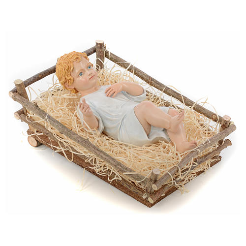 Nativity manger, in wood and straw 27-30 cm Landi 3