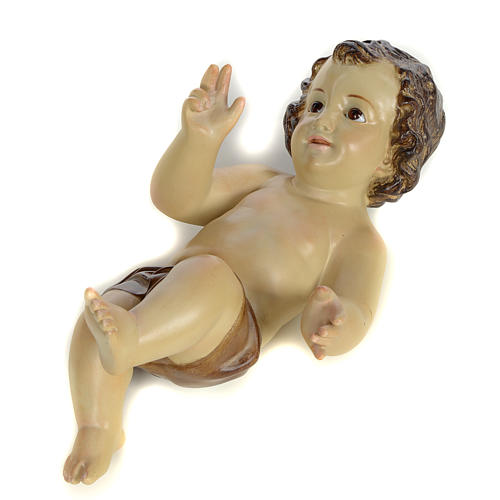 Baby Jesus in wood pulp, 25cm (burnished decor.) 3