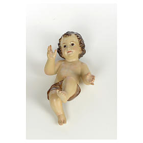 Gesù Bambino 25 cm in pasta di legno dec. brunita