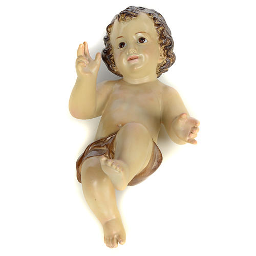 Baby Jesus in wood pulp, 25cm (burnished decor.) 1