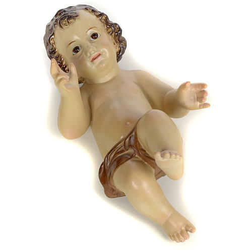 Baby Jesus in wood pulp, 25cm (burnished decor.) 5