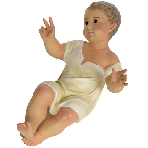 Gesù Bambino 35 cm in pasta di legno dec. fine 10