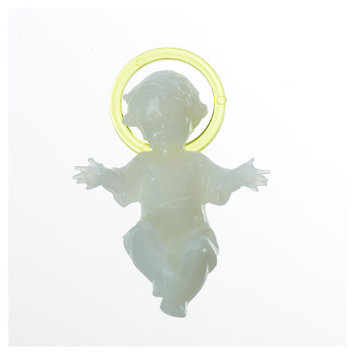Baby Jesus 5cm in florescent plastic with aureola 4
