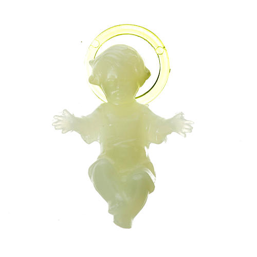 Baby Jesus 5cm in florescent plastic with aureola 1