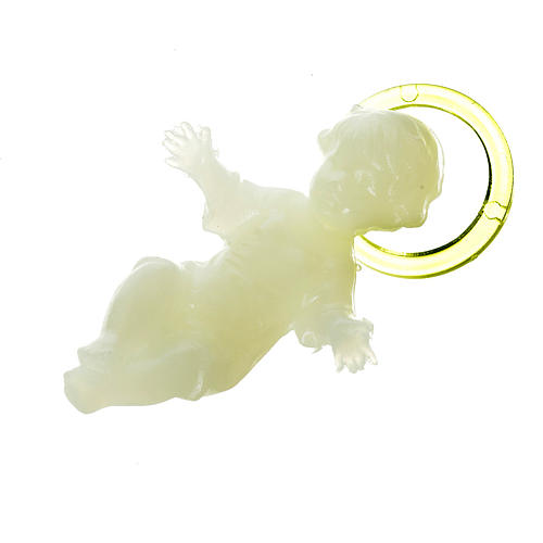 Baby Jesus 5cm in florescent plastic with aureola 2