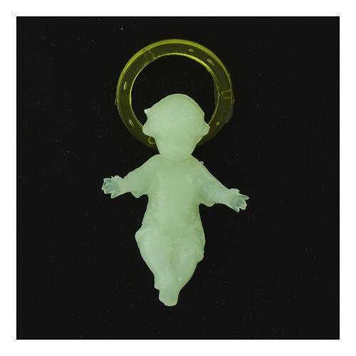 Baby Jesus 5cm in florescent plastic with aureola 3