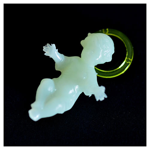 Florescent Baby Jesus figurine, plastic, 4cm 6