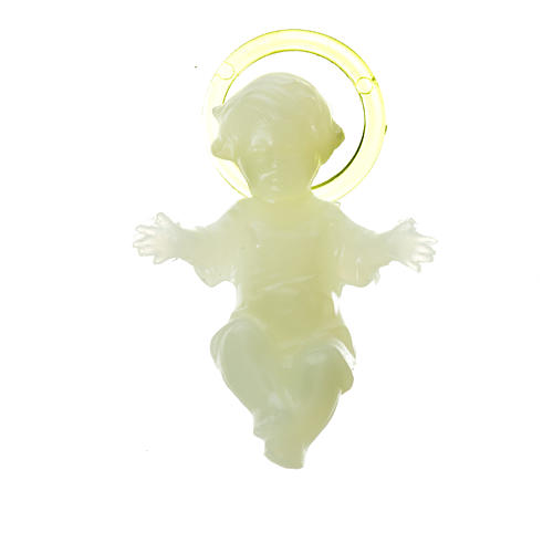 Florescent Baby Jesus figurine in plastic, 4 cm 4