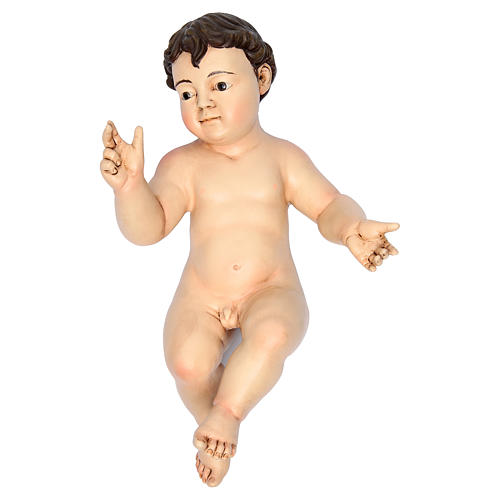 Christkind 35 cm(Tatsächliche Größe) mit Fingern auf, gebrannter Ton, Augen aus Glas 3
