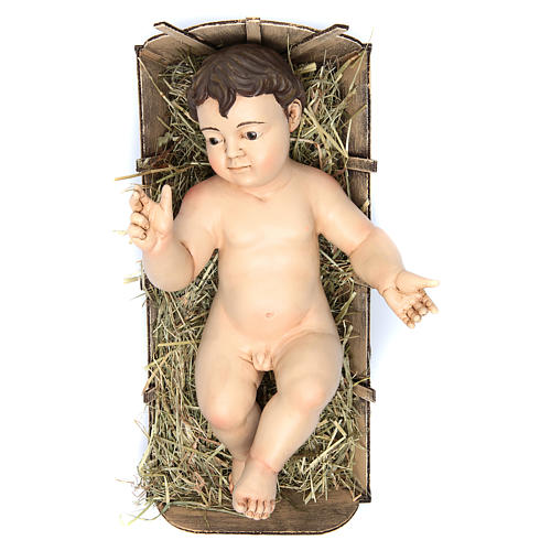Baby Jesus with fingers pointing up, terracotta with glass eyes 1