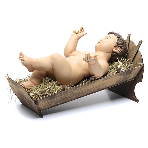 Baby Jesus with fingers pointing up, terracotta with glass eyes 5