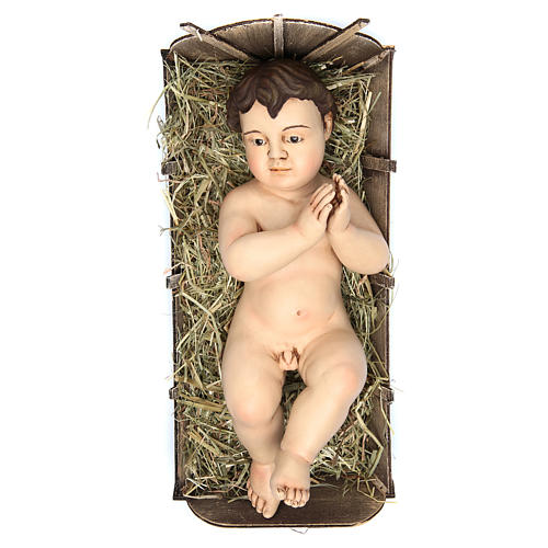 Baby Jesus praying, in terracotta with glass eyes 35 cm 1