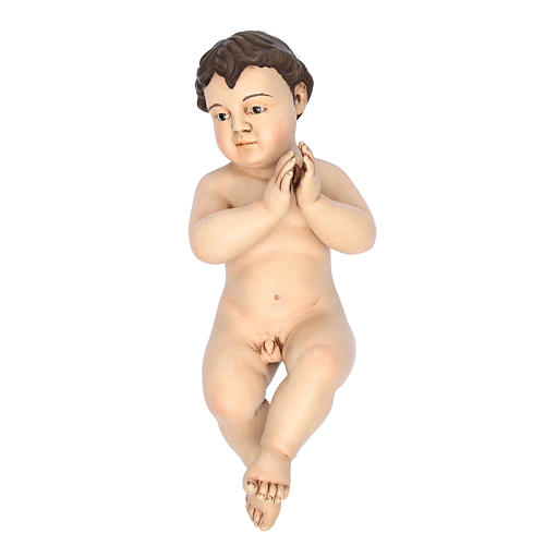 Baby Jesus statue praying, in terracotta with glass eyes 35 cm 2