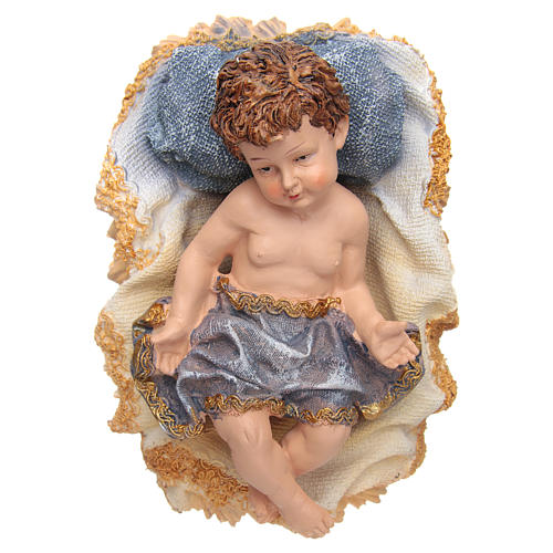 Baby Jesus in cradle, resin 17,5cm  1