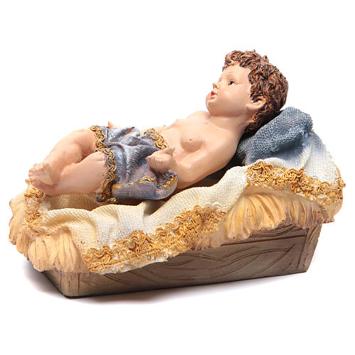 Baby Jesus in cradle, resin 17,5cm  2