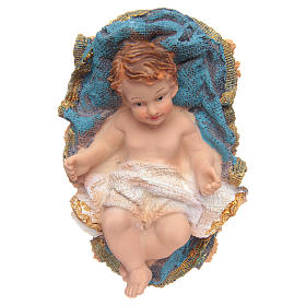 Baby Jesus in cradle, resin 15cm 
