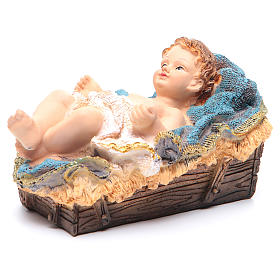 Baby Jesus in cradle, resin 15cm 