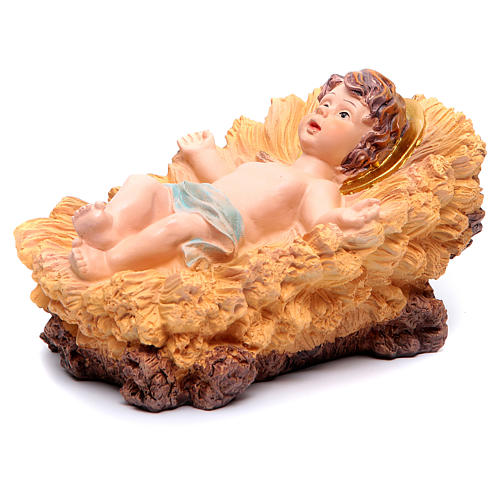 Baby Jesus in cradle, resin 19cm  3