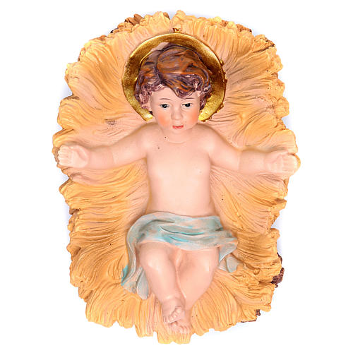 Gesù Bambino in culla resina h 19 cm 1