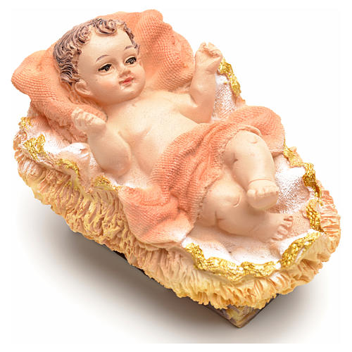 Baby Jesus in cradle, resin 4cm 1