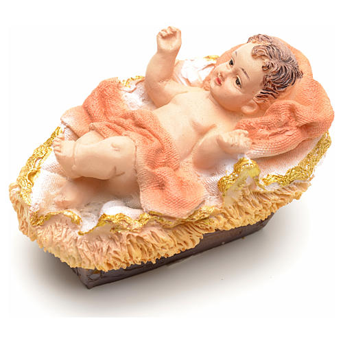 Baby Jesus in cradle, resin 4cm 2
