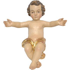 Baby Jesus made of Valgardena wood, antique gold finish