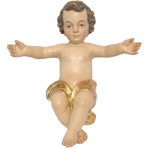 Baby Jesus made of Valgardena wood, antique gold finish 1