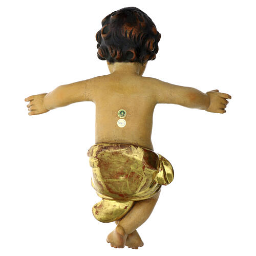 Baby Jesus made of Valgardena wood, antique gold finish 8